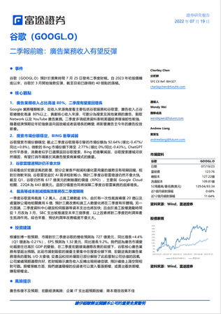 Google (GOOGL.O) | Second Quarter Outlook: Advertising business revenue is expected to rebound
