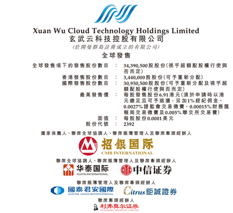 新股發售 | 玄武雲今起發售，預計7月8日上市
