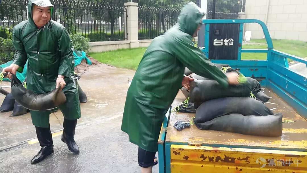 Staff carry flood-proof sandbags