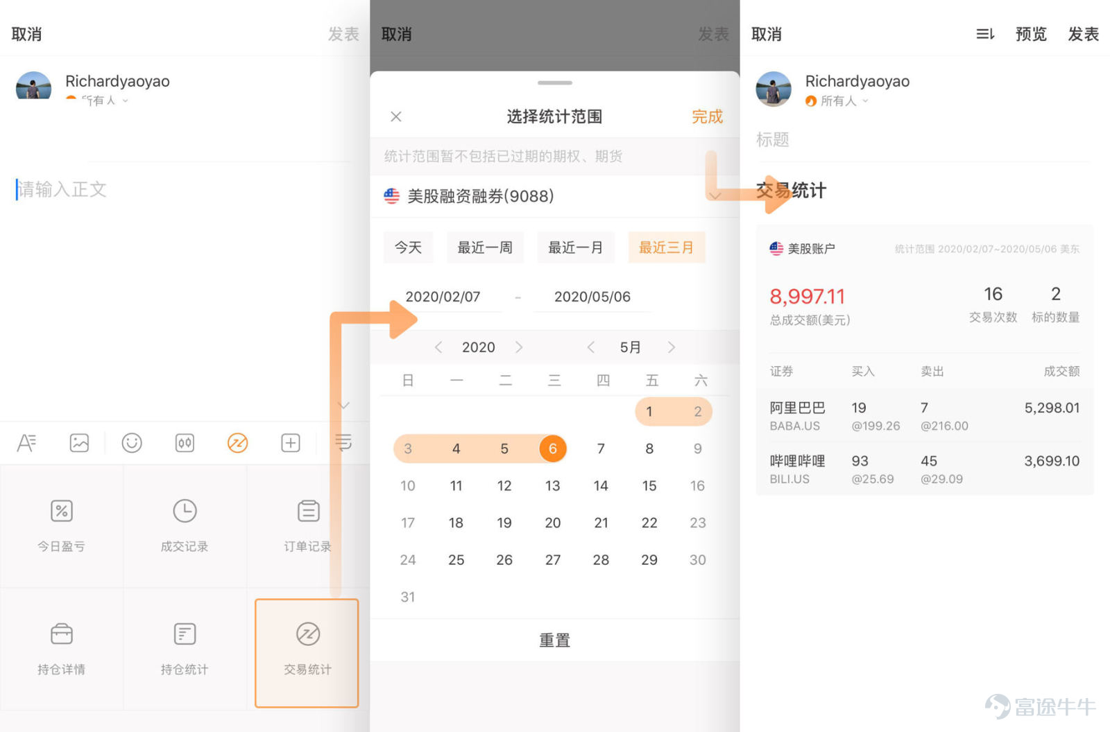 星牛君發現，不少作者在內容創作過程中，會遇到選題枯竭、文章素材難以收集等困難。  爲此，星牛君特地整合了一份【牛牛圈內容創作工具圖鑑】，快來一起看看，牛牛圈都有哪些能爲你的創作之路添磚加瓦的寶藏功能吧[酷]~  使用場景一：發現熱門內容選題  如何快速get牛牛圈的時事熱點，尋找寫作靈感？星牛君總結了三條路徑：  1. 通過“行情→市場”，了解大市行情以及熱門板塊 2. 通過“行情→機會”，發現熱議股票 3. 通過“牛牛圈→熱議話題”，發現熱點事件   使用場景二：收集文章內容素材  創作過程中，牛友們往往會在收集內容素材時感到困難，比如： 1.數據較多，難以整合； 2.精力有限，無法對所有數據進行深入分析。  而在股票詳情頁，你能盡數獲取股票盤面走勢、財務狀況、公司概況等數據和信息。  1. 行情分析  在“股票詳情頁→報價”界面，除了能夠拉取KDJ等股票圖線之外，還能對行情圖畫線。 牛牛圈支持22種畫線類型，如等週期線、通道線、形態線等，以滿足更多形態分析。 TIPS：牛友們可在“橫屏圖表-右下角 圖表菜單-圖表發佈”中，快捷發佈自己的畫...
