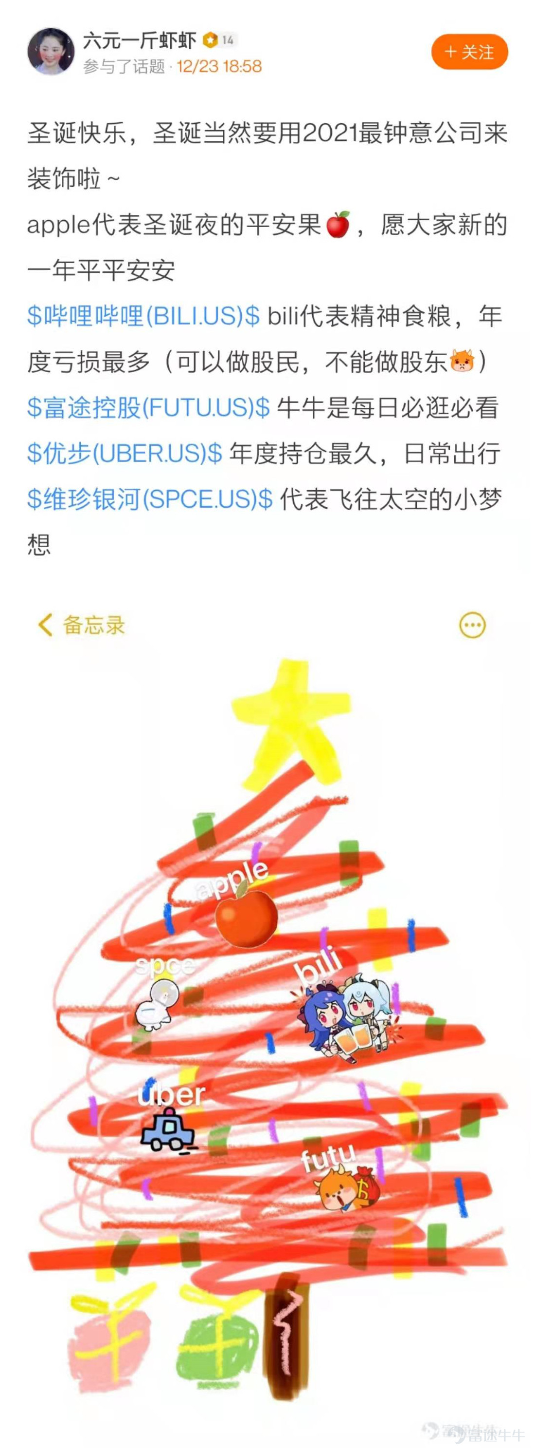 Dear fellow investors, thank you for your enthusiastic participation in the [Prize-winning Activity] Decorate Your Investment Christmas Tree! The creative and ingenious Christmas trees of fellow investors are a feast for the eyes! After a painstaking selection process in accordance with the event rules, the Event Team has finally chosen 20 winning Christmas trees. Let's all come and enjoy this unique scenery in the NiuNiu Circle~! The following five Christmas trees are exceptionally creative—congratulations on winning the "Heart-Fluttering Christmas Tree Award"! Each Christmas tree owner will be rewarded with one NiuNiu figurine! @189升翻叫醒我  @六元一斤虾虾  @貓在鋼琴上暈倒了  @小喜哈哈  @慢牛不止两三年  The following five Christmas trees have brilliantly lit up—congratulations on winning the "Ice-Cold and Brilliant Christmas Tree Award"! Each Christmas tree owner will be rewarded with one NiuNiu U-shaped pillow! @????Laura????  @毛肉毛球  @17727991  @HunterZero  @卡露C  The following five Christmas trees have been beautifully decorated—congratulations on winning the "Prosperity-Boosting Christmas Tree Award"! Each Christmas tree owner will be rewarded with one NiuNiu keychain! @清風朗月  @新手小新  @WM波浪卷  @我的爱缺钙