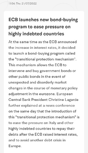  ECB 人工撐起債券型市場。看起來ECB將在歐洲買入債券型市場。幸運的是，這對他們來說現在價格非常便宜。