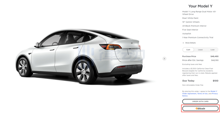 Tesla's American official website supports payment in bitcoin.