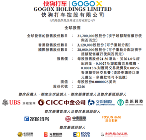 新股發售 | 快狗打車今起招股，預計6月24日上市