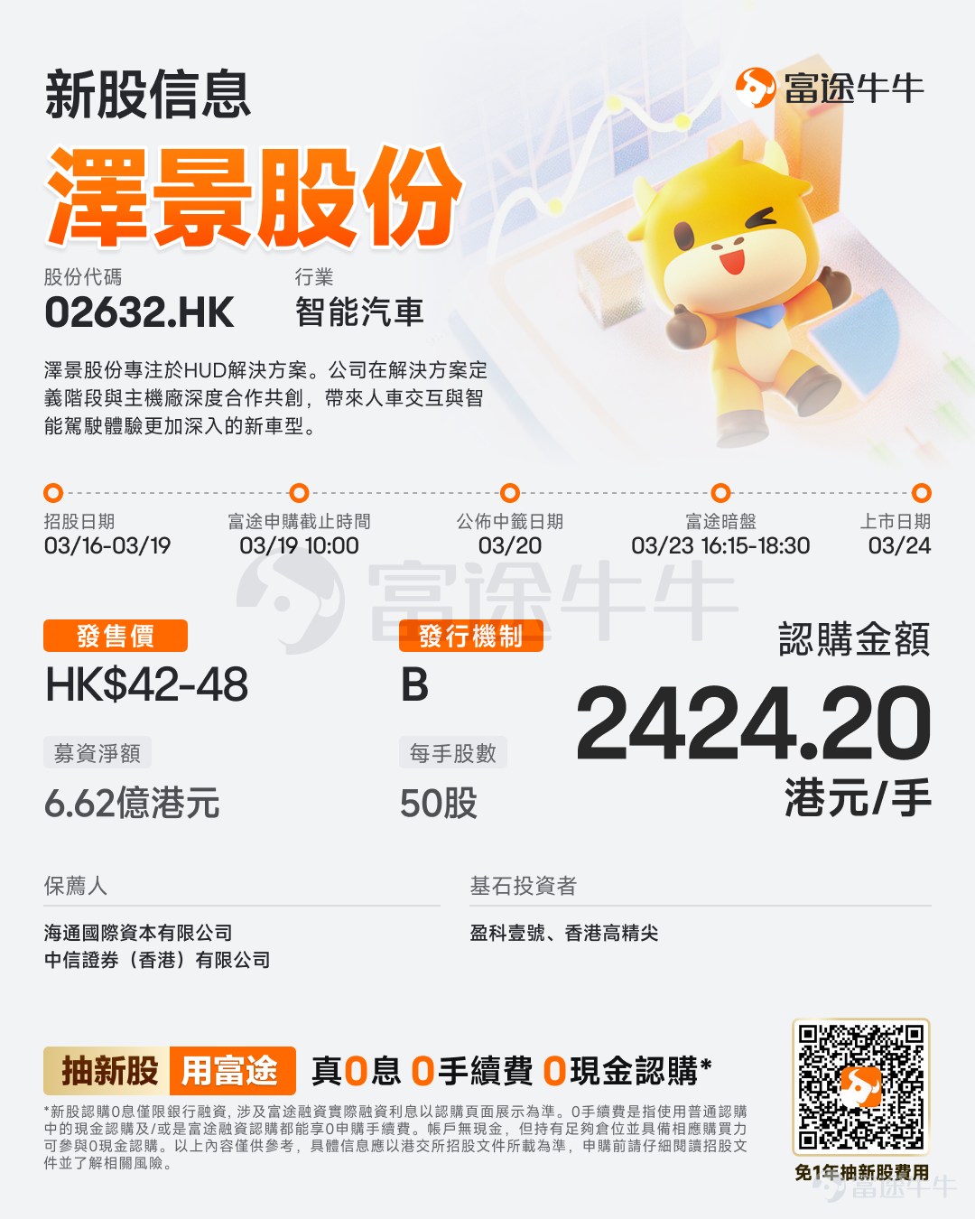 Futu News reported on March 16 that $NEW VISION CO (02632.HK)$ An announcement was made to launch the IPO from March 16 to March 19. The company intends to offer approximately 16.2265 million shares globally and is expected to be listed on March 24. Company Overview Zejing Corporation specializes in HUD solutions. During the performance record period, Zejing Corporation primarily offered an integrated solution centered around its windshield HUD (referred to as 'W-HUD') solution CyberLens and its augmented reality HUD (referred to as 'AR-HUD') solution CyberVision, supplemented by testing solutions and other innovative visual technology solutions. The company collaborates deeply with automakers during the solution definition phase to co-create new models with enhanced human-vehicle interaction and intelligent driving experiences. With a platform-based R&D capability, the company's unified full-process self-developed technical architecture enables it to efficiently complete the development and design of HUD solutions without needing to start from scratch for each project. Zejing Corporation adopts a software-hardware integrated approach to construct its full-stack self-developed R&D framework, integrating optical design, mechanical engineering, electronic design, software algorithms, and human-machine interface (HMI), which has been rigorously tested and validated, covering the core competencies of HUD solutions, and possessing a unique ability to create sustainable market differentiation. Financial Overview In 2022...