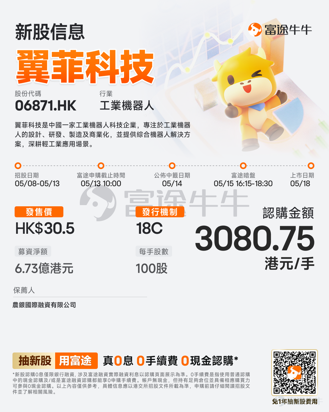 Futu Information reported on May 8 $ROBOTPHOENIX (06871.HK)$ The company announced that it will conduct its bookbuilding from May 8 to May 13 and plans to offer approximately 24.6 million shares globally, with an expected listing date of May 18. Company Overview Yifei Technology is a Chinese industrial robotics technology company focused on the design, R&D, manufacturing, and commercialization of industrial robots, while also providing integrated robotic solutions, primarily targeting light industrial applications. With self-developed robotic bodies, control and vision systems, and manufacturing processes, the company has established a comprehensive technological ecosystem, enabling scaled intelligent decision-making, environmental perception, precise operation, and autonomous mobility. The company has carefully designed a portfolio of industrial robots tailored for China’s light industrial applications, including delta robots (Bat series), AGV/AMR mobile robots (Camel series), SCARA robots (Python series), wafer handling robots (Lobster series), and six-axis industrial robots (Mantis series). Additionally, it possesses core self-developed technologies in control and vision systems (Gorilla and Kingkong series). Financial Summary Yifei Technology's revenue increased by 33.2% from RMB 201.2 million in 2023 to RMB 268.0 million in 2024, growing from RMB 268.0 million in 2024...