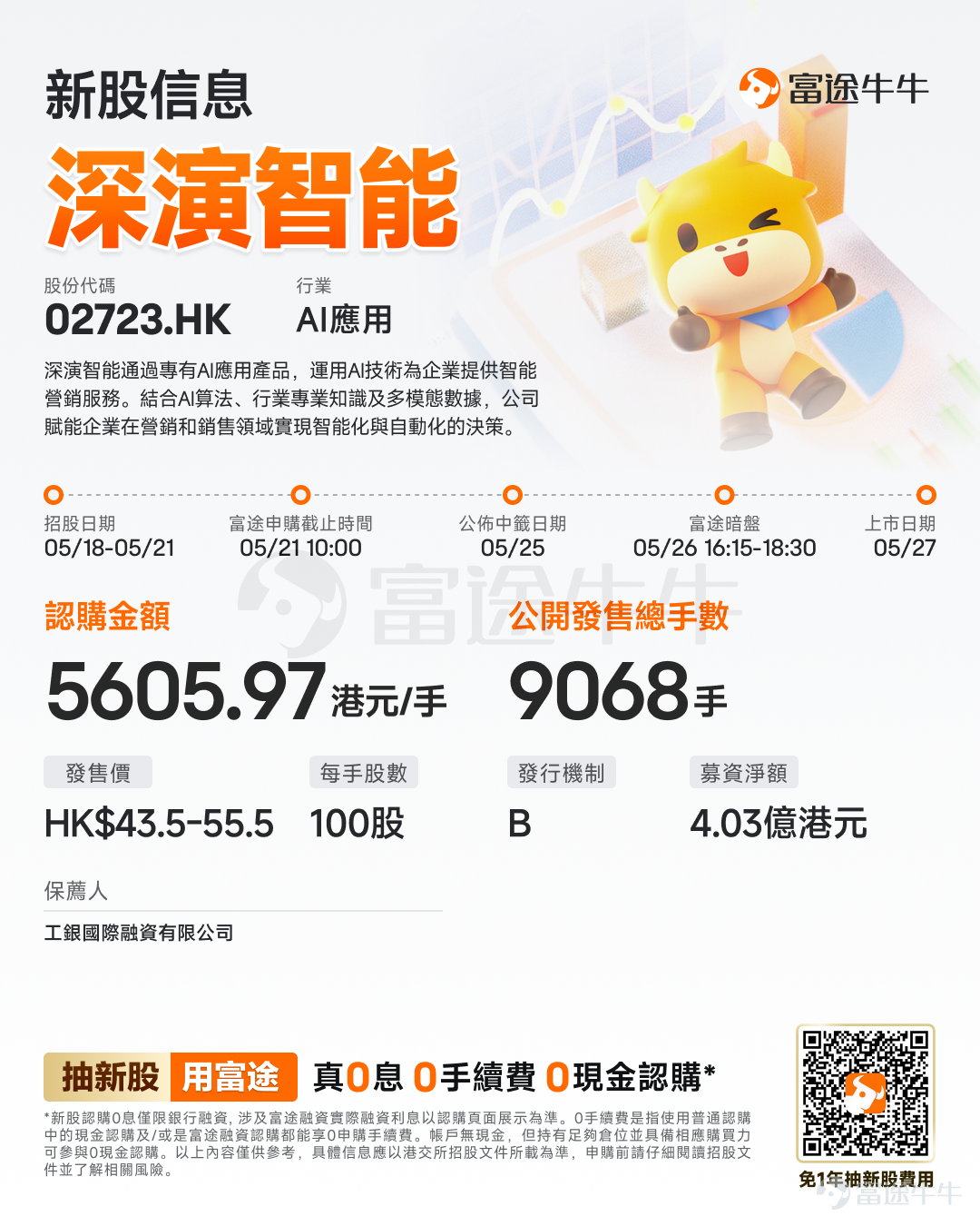 富途资讯5月18日消息, $深演智能 (02723.HK)$ 发布公告,于5月18日-5月21日招股,公司拟全球发售约906.8万股股份,预期将于5月27日上市。 公司概况 深演智能通过专有AI应用产品,运用AI技术为企业提供智能营销服务。结合AI算法、行业专业知识及多模态数据,公司赋能企业在营销和销售领域实现智能化与自动化的决策。公司的产品和服务助力企业实现更清晰、更快、更可扩展的决策结果。于往绩记录期间,公司通过公司的两个旗舰平台AlphaDesk和AlphaData分别提供智能广告投放服务和智能数据管理。 公司是最早将AI技术应用于企业营销和销售数字化转型的企业之一。通过将AI技术与业务场景融合,公司构建了基于技术、数据智能及行业专业知识的产品基础。除了既有的旗舰平台AlphaDesk和AlphaData外,公司已于2025推出DeepAgent,该系列企业AI智能体产品对接开源大语言模型(「LLM」)进一步提升营销自动化及效率。下图展示公司的产品矩阵: 财务概况 于202...