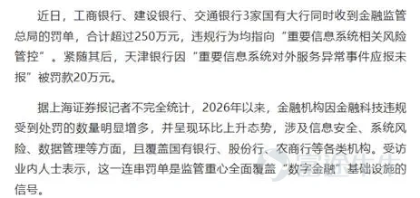 即將達到萬億資產規模的天津銀行，最近正經歷着一些轉型的「煩惱」。 在數字化轉型與零售業務的轉型過程中，這家銀行半年時間被罰了五次款，個人貸款不良率創下新高，直接將其合規體系的問題與資產質量的壓力都擺了出來。 面對這些困擾，天津銀行的董事長於建忠提出了「不拼規模拼質量」。至於能不能把質量優先的目標落到實處，還要看它能不能先解決好合規和盈利的問題。 合規之痛：半年五罰，金融底座的「病竈」 當下，天津銀行正處在戰略轉型期，而在最近這半年的時間裏它卻頻繁出現合規問題。 最近一次是由於沒有上報重要信息系統對外服務異常事件，而被天津金融監管局罰了20萬元。此前還因爲貸款「三查」不盡職、員工管理失控等問題被罰90萬元，相關責任人朱洪海也被禁止從業12年……半年時間一共收到了五份行政處罰通知書，算下來總共被罰了超過170萬元。 來源：天津金融監管局 這些監管罰單向外界傳遞出了三個明顯的信號。 其一，銀行合規內控的短板非常突出。 筆者注意到，罰單涉及到的處罰事項涵蓋了信貸「三查」，員工行爲管理、信託銷售合規、金融統計以及信息系統上報等多個環節。這說明天津銀行的合規...