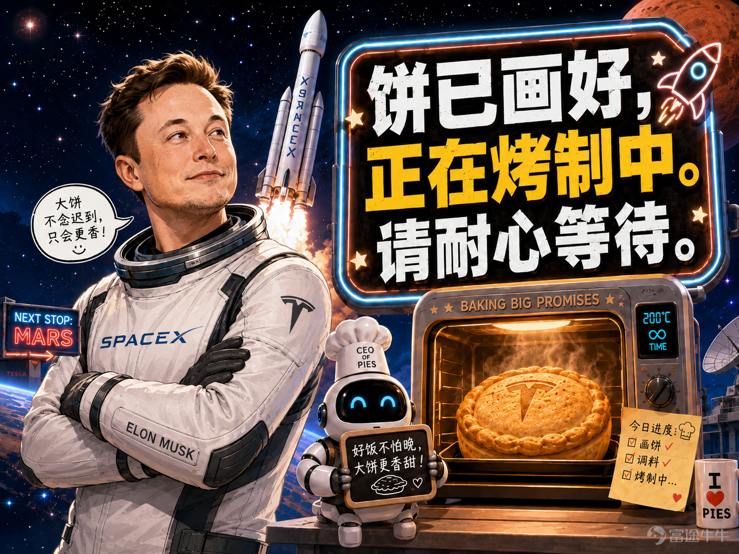 昨晚SpaceX $SpaceX (SPCX.US)$ 交出了上市後的第一份季報。 營收78億美元，去年同期41億，暴漲90%。Starlink用戶1200萬，翻倍。AI業務暴漲250%。 虧損從9.7億大幅收窄到1.43億。數據漂亮吧？然後盤後跌了7.5%。上市後第一份作業，老師打了個「良」。 錢花哪兒去了？華爾街最慌的就是這個。 資本開支180億美元，AI佔了158億。營收78億，燒錢180億。燒的比掙的還多一倍。馬斯克電話會上說：今年12月實現1000億美元年化收入運行率，未來一年發射1000顆V3星鏈衛星。翻譯成人話：我現在燒得狠，但我以後掙得多。餅夠大，但需要時間烤。問題是華爾街現在耐心有限，你讓他等半年，他直接轉頭去買英偉達。 SpaceX的困境：好公司，壞賽道。 SpaceX做的每一件事都是對的。Starlink用戶翻倍，AI業務暴漲250%，虧損大幅收窄。但它處在當下美股最不討喜的賽道——重資產、高資本開支、長週期回報。業績期到現在，漲的都是那些輕資產、高毛利、不燒錢的公司。砸的都是那些“未來很美但當下很貴...