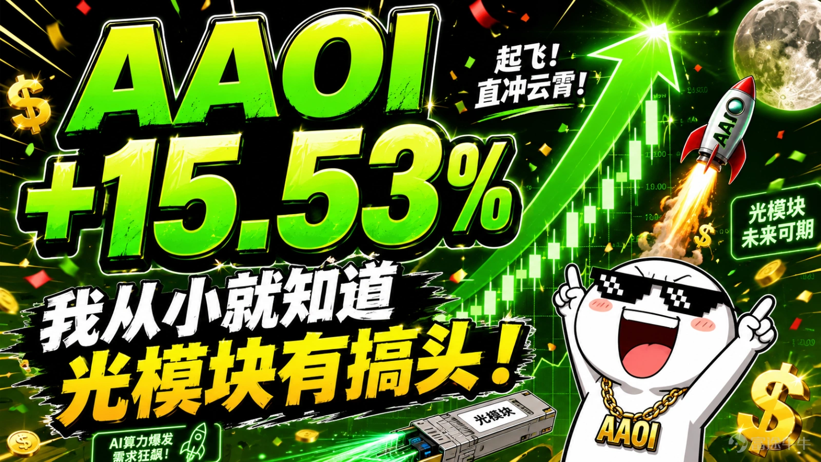 光通信板塊,上週集體交卷。AAOI(AAOI):+15.53% $Applied Optoelectronics (AAOI.US)$ Lumentum(LITE):+6% $Lumentum (LITE.US)$Coherent(COHR):跌了4.69% $Coherent (COHR.US)$ 康寧(GLW):-11% $康寧 (GLW.US)$ 四個公司,業績都好,但股價反應完全不一樣。一個漲瘋了,一個漲了,一個跌了,一個跌麻了。 AAOI:營收新高、虧轉盈,週五直接幹15%$Applied Optoelectronics (AAOI.US)$ AAOI Q2營收1.919億,同比+86%,連續第五個季度歷史新高。Non-GAAP EPS $0.06,去年虧880萬,今年賺550萬。從「我是誰我在哪」到「我又行了」。週五Lumentum業績一炸,AAOI跟着直接飆了15%,收150.28。 Lumentum:營收翻倍,EPS漲267%,還給個超預期指引$Lumentum (LITE.US)$ 營收10.1億,同比+109%,超預期。...