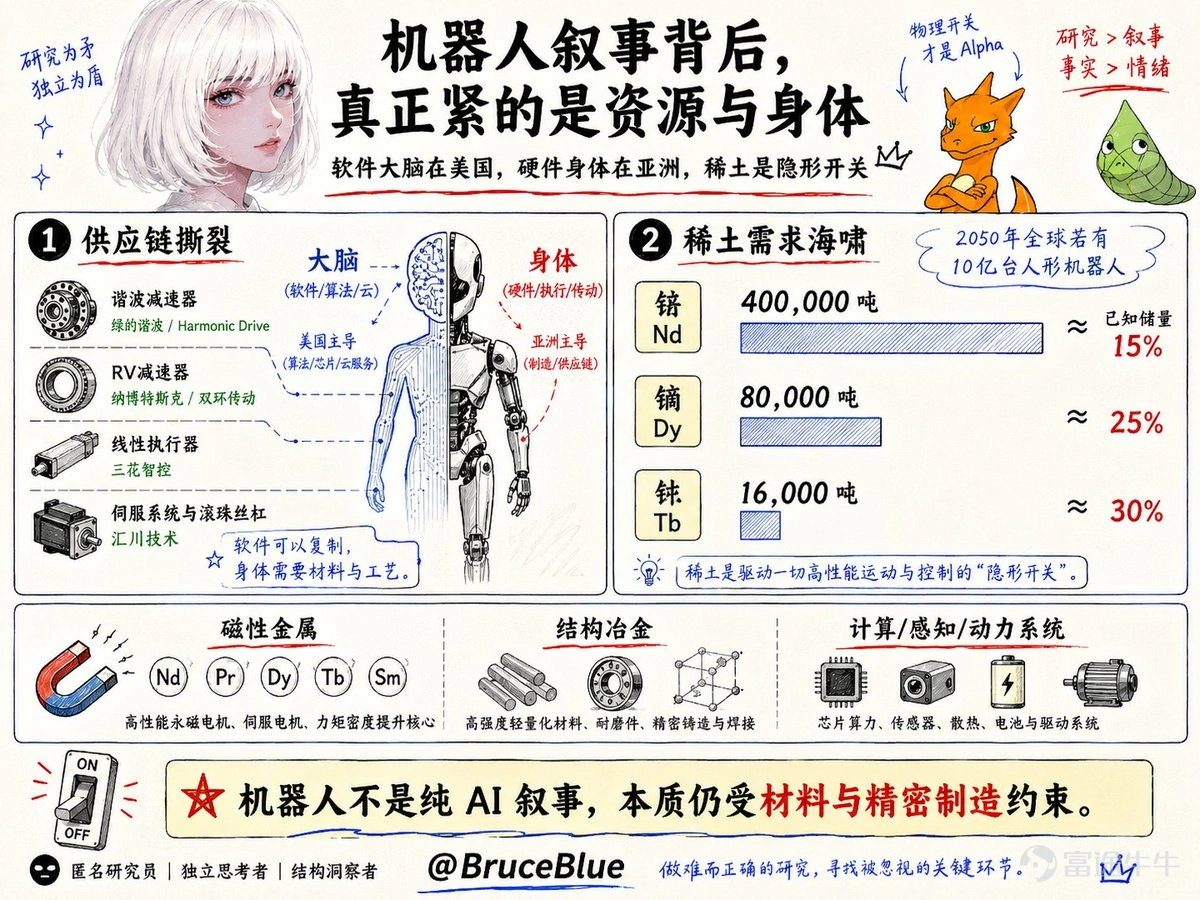 作者:BruceBlue ,前Bing Ventures GP 神祕研究員Serenity是如何在2年間賺到225+收益? 用供應鏈瓶頸理論(Checkpoint Theory)找出AI時代不可替代的物理開關。 用自下而上的供應鏈逆向工程思維(Bottom-Up)找出卡脖子的環節(Choke Points)。 在做任何投資假設之前,會和各種AI模型進行激烈的辯論,找出潛在的漏洞和限制,堪比一場頂級的投資IC。 寫在前面 在過去的幾個月裏,如果你在關注 AI 基礎設施的二級市場,很難避開一個名字:Serenity @aleabitoreddit 一個被 Reddit WallStreetBets (WSB) 永久封禁的前交易員,換了平台,用一個二次元女性頭像,在不到一年的時間裏聚集了超過 30 萬粉絲。他的一條推文能讓 FTSE 250 的成分股在兩天內飆升近 90%,他的研究被彭博和路透引用,甚至有對沖基金在做他的 copytrade。 市場都在驚歎他在過去兩年高達 22,561.99% 的收益率,或者質疑他那...