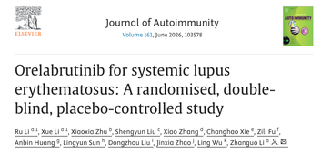 Clinical data on orelabrutinib for the treatment of systemic lupus erythematosus published in the international academic journal Journal of Autoimmunity