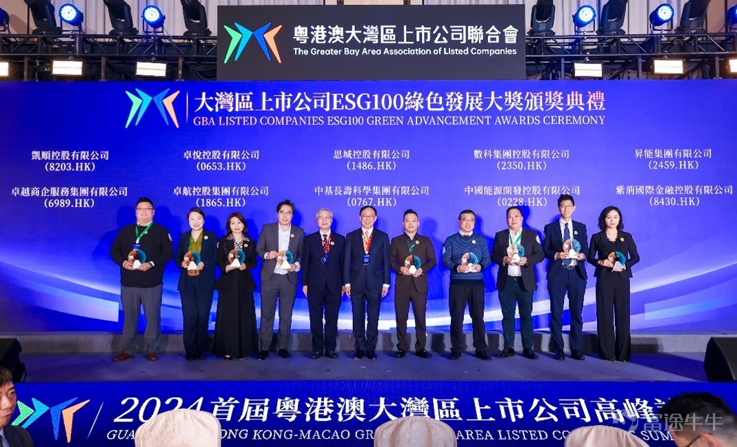 卓悅集團執行董事兼首席財務官趙麗娟女士(左二)代表集團接受頒獎