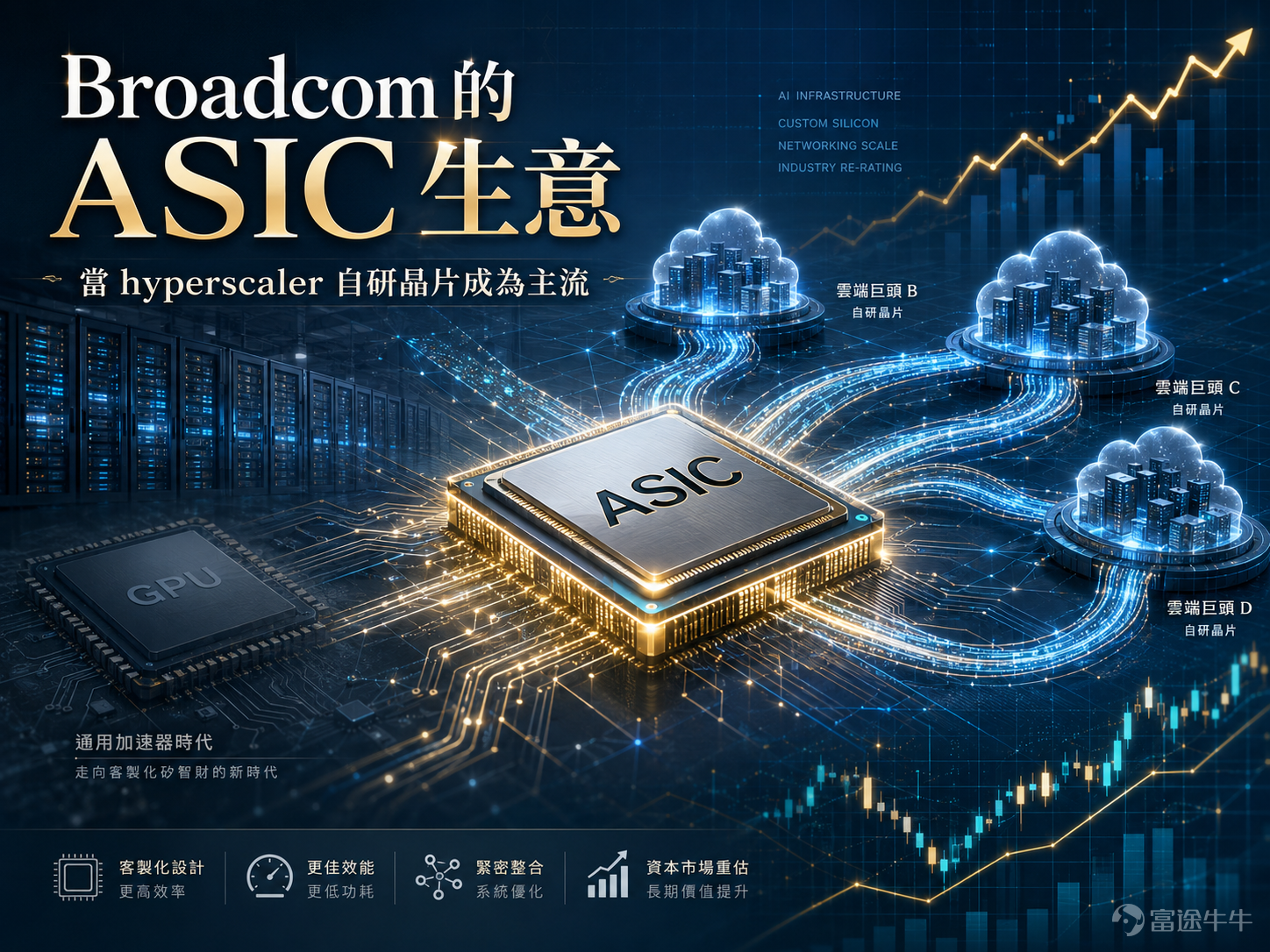過去兩年，AI 半導體市場幾乎被一個簡單敘事主導：算力等於 GPU，GPU 等於 Nvidia。這個判斷在訓練大模型的早期階段並沒有錯，因為通用 GPU 擁有成熟軟件生態、龐大開發者群、完整伺服器方案，以及最快的交付節奏。對雲端巨頭而言，若目標是盡快擴充算力、搶佔模型迭代速度，採購 Nvidia 系統往往是最直接的選擇。 但 AI 基建進入第二階段後，問題開始改變。當 hyperscaler 每年資本開支以數百億美元計算，晶片不再只是性能問題，而是成本、功耗、供應鏈、安全性及工作負載匹配的綜合問題。Google、Amazon、Microsoft、Meta、OpenAI 等公司之所以加速自研 AI 晶片，並不只是為了「去 Nvidia 化」，而是希望把自己的模型、數據中心架構、網絡拓撲及推理需求，直接寫入硬件設計之中。這正是 Broadcom 的 ASIC 生意突然成為資本市場焦點的原因。 ASIC，即專用集成電路，與通用 GPU 的最大分別，在於它不是為所有任務服務，而是為特定工作負載優化。對一般企業而言，開發 ASIC 成本高、週期長、風險大，並不...