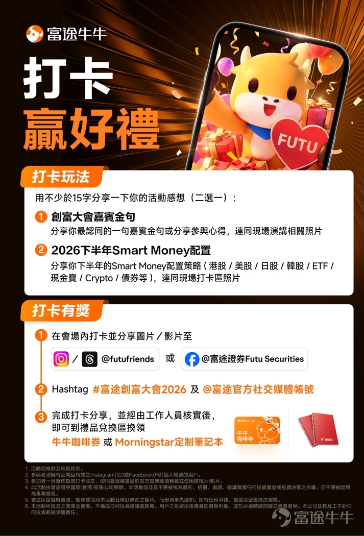 2026下半年，全球市場正站在關鍵轉折點——AI科技估值分歧加劇、地緣政治持續重塑產業鏈、港股IPO回暖帶來新一輪財富機遇。面對多變的投資環境，你需要的不只是資訊，更是看透市場本質的思維框架與可落地的實戰策略。 繼8月8日創富大會後，還有12位業界頂尖嘉賓，將於8月10日至22日帶來12場高質量免費投資講座，為你打造一場沉浸式的投資知識盛宴，[鏈接: 點此直接報名>>] 🎯 這次講座周，你將收穫什麼？ 一、頂級智囊，多元視角碰撞 從納斯達克首席經濟學家的環球宏觀洞察，到前上市公司風投基金總監的創投思維；從30年價值投資教父的逆向哲學，到全職量化交易員的數據驅動策略——12位嘉賓覆蓋學術研究、機構投資、獨立交易、另類資產等不同領域，助你跳出單一視角，建立更完整的投資認知體系。 二、六大主題板塊，覆蓋全市場機遇 📌 期權實戰——拆解末日期權策略邏輯，解構備兌認購如何在波動市中創造穩健現金流  📌 AI與科技投資——從泡沫辨析到趨勢把握，用創投思維找到下個十年的核心賽道  📌 環球宏觀——高利率與新高並存的矛盾市場，聽納斯達克經濟...