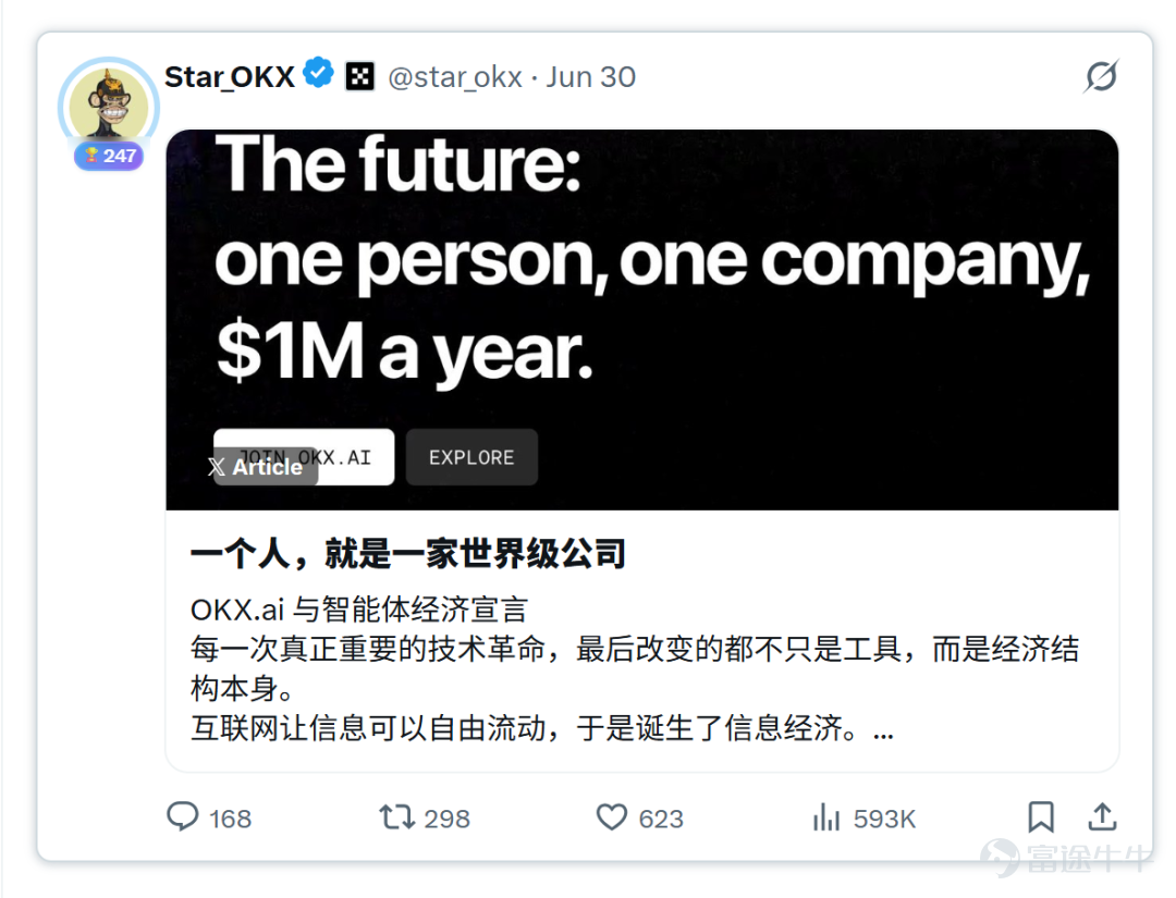 Author: GO2MARS Web3 Research In reality, it is far from perfect. Issues such as inflated reviews, inefficiencies in the task marketplace, and occasional fragmentation in the payment flow are real gaps that need addressing. However, as one of the few platforms that has built a complete on-chain闭环 integrating identity, payments, marketplace, and arbitration—and actually operates it on-chain—it offers a concrete case study for observing how Agent economies evolve from concept to infrastructure.  On June 30, 2026, Xu Mingxing published an ambitious essay formally unveiling OKX's future vision for AI + Crypto and launching OKX.AI.  OKX.AI’s vision is indeed compelling. To this end, we began tracking the product before and after its launch, compiling real-world testing data, protocol details, and market developments gathered over nearly a month since launch. We even developed products ourselves using the platform, ultimately producing this relatively comprehensive analysis report. I. Agent Economy Infrastructure: OKX.AI’s Unique Positioning Over the past six months, the idea that 'AI Agents can hold wallets and autonomously complete payments' has evolved from a technical experiment into a赛道 receiving simultaneous bets from multiple players. Coinbase-led x402 protocol has already been incorporated into payment infrastructure roadmaps of several institutions; Google this year released a draft of its AP2 protocol tailored for Agent commercial use cases; Stripe and Tempo have jointly unveiled the Machine Payment (MP) protocol...