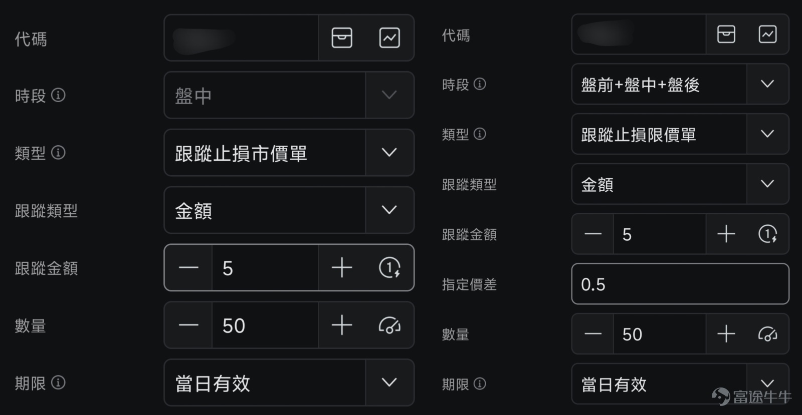 你有沒有過這樣的經歷:同一隻股票,看到別的牛友賺了30%瀟灑離場,你卻賣飛了只賺到了5%?或者你買的股票跌了,本來可以早點止損的,但硬生生拖到了虧損20%?又或者某隻股票本來是賺錢的,但最後卻坐了個回不去的過山車,以虧錢結局? 如果你有類似的情況,除了要給自己設定並遵守更嚴格的交易紀律之外,強烈建議你解鎖牛牛的13種訂單類型,說真的,有時在你自己做不到的時候,用對訂單或許可以幫上大忙! 一、交易基礎:普通訂單,市場交易的兩把基礎鑰匙 無論多複雜的交易策略,都建立在兩種最基礎的訂單類型之上:市價單和限價單。 1、市價單追求的是「立即成交」的閃電戰術,不設定具體價格,以當前市場最佳價格買入或賣出。 ● 操作場景:只在盤中交易時段可操作,適用於流動性好的股票,適用於你著急交易的情況。例如某股票突發利好消息,股價開始直線拉升,你想立即上車,以免錯過更大的升幅。或是持有的股票突然暴雷,你怕繼續猛跌,想要立刻賣出快速逃生。 ● 特殊說明:你可以一併提交一個條件單,設定在觸發了什麼價格,或者觸發了什麼時間時,這個市價單才有效。你也可以同時提交一個附...