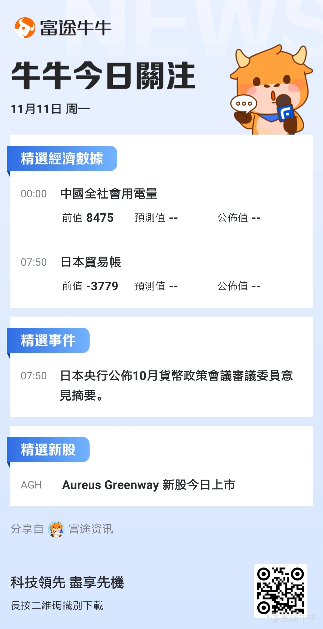 中概股業績期拉開帷幕!騰訊、阿里業績即將揭榜;中國10月社零、社融等金融數據將在本週發佈,國新辦將就國民經濟運行情況舉行新聞發佈會。 本週重磅日程一覽 聯儲局官員密集發聲期!聯儲局主席鮑威爾週五將發表講話 美東時間11月7日,聯儲局FOMC會後如市場所料減息25個點子。鮑威爾在會後新聞發佈會上稱,對抗通脹的抗爭尚未結束,核心通脹仍然在某種程度上偏高,就業市場繼續非常緩慢地降溫,聯儲局會繼續減息,但若通脹降溫停滯且經濟強,可以更慢減息。 另外,鮑威爾還強調,他不會因特朗普辭職,總統沒有法律權限罷免他。儘管鮑威爾盡力避免討論特朗普的當選,然而,在某個時刻,聯儲局政策制定者、經濟學家和分析師將不得不考慮這位強硬的共和黨人可能實施的雄心勃勃的經濟議程。 11月15日週五,聯儲局主席鮑威爾受邀參加一場題爲「全球視角」的對話會。投資者需密切留意其對後續美國通脹走勢、經濟走勢以及聯儲局後續利率路徑的看法。 此外,多名聯儲局官員本週也將陸續發表講話: 週二23:00,2024年FOMC票委、里奇蒙德聯儲主席巴爾金發表講話,聯儲局理事...