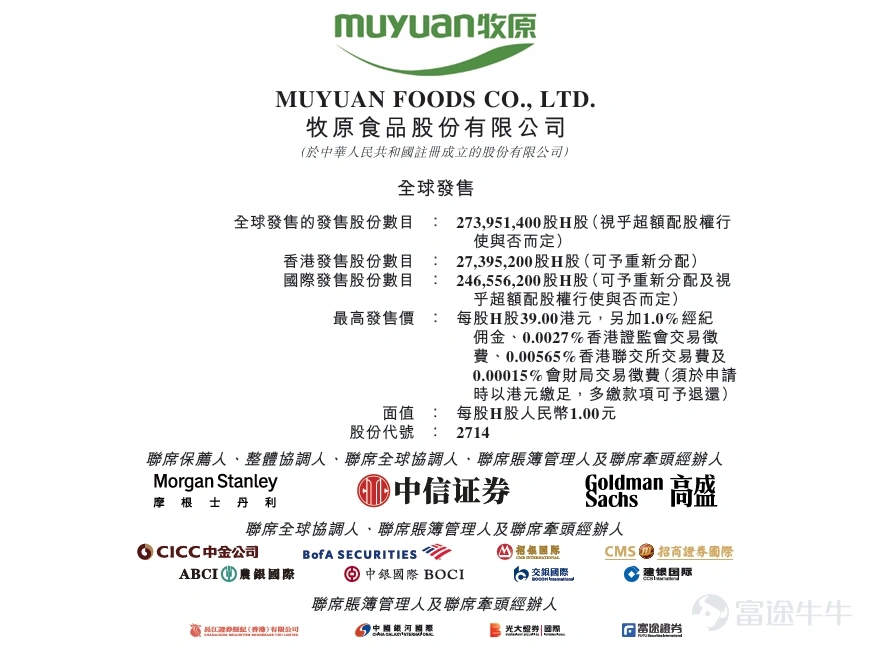 February 6th,$MUYUAN (02714.HK)$successfully listed on the Main Board of the Hong Kong Exchange, completing its A+H dual listing strategy. As the 'Global Pig King' with over 30 years of experience in the hog farming industry, the company is taking this opportunity to embark on a new journey of global expansion and debt reduction. In this IPO, Futu leveraged its professional investment banking expertise and full-channel resource integration advantages to act as joint bookrunners (JBR) and joint lead managers (JLM), deeply participating in the entire project process. Meanwhile, Futu relied on its comprehensive corporate service ecosystem to build an efficient communication bridge between Muyuan Foods and the Hong Kong capital market, helping it accurately convey its core value. As a technology-driven pork leader, Muyuan Foods has built an integrated industrial chain system from feed production to slaughter processing through a vertically integrated business model. According to Frost & Sullivan statistics, since 2021, Muyuan Foods has been the world's largest hog farming enterprise in terms of hog production capacity and output volume, ranking first globally for four consecutive years. In terms of hog output volume, Muyuan Foods’ global market share increased from 2.6% in 2021 to 5.6% in 2024, surpassing the combined market shares of the second to fourth largest participants by 2024. Notably, this offering attracted several prominent investors, including Charoen Pokphand Group, Wilmar International, Sinochem Hong Kong, Hong Kong Yunnong International, Fidelity Investments, RBC, Gaoyi Asset Management, Ping An Life Insurance, Dajia Life Insurance, and UBS AM, among others...