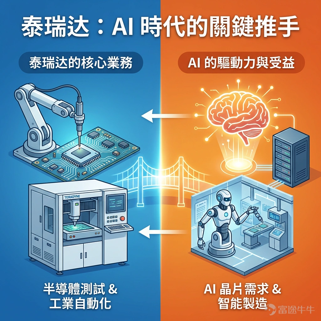 作者 | Eric 泰瑞達:全球領先的自動測試設備(ATE)製造商,主要負責在芯片出廠前進行嚴格體檢,因AI浪潮下高算力AI芯片與HBM極度複雜,導致測試時長與設備需求激增,使其直接受益於算力基建。 半導體測試設備巨頭 $泰瑞達 (TER.US)$ 盤後的這份業績徹底打破了市場預期,盤後股價漲超19%。 – 業績開胃菜:Q4營收10.8億美元,同比增長44%,超過市場一致預期的9.73億美元;調整後EPS 1.8美元,同比增長89%,超過市場一致預期的1.38美元。 – 真正的催化劑:預計Q1營收11.5-12.5億美元,同比增長68%-82%,遠超市場預期的9.35億美元;調整後EPS指引更是高達1.89-2.25美元,同比增長152%-200%,碾壓市場一致預期的1.26美元。這種級別的指引通常足以帶動整個板塊的估值重估。 市場對此反應劇烈,背後的邏輯非常清晰: – 泰瑞達本季度NonGAAP毛利率高達60.6%,且指引顯示這種高利潤率將在Q1延續。 – 這一需求信號與AI建設週期高度綁定。管理層表示隨着AI芯片複雜度提升和生產...