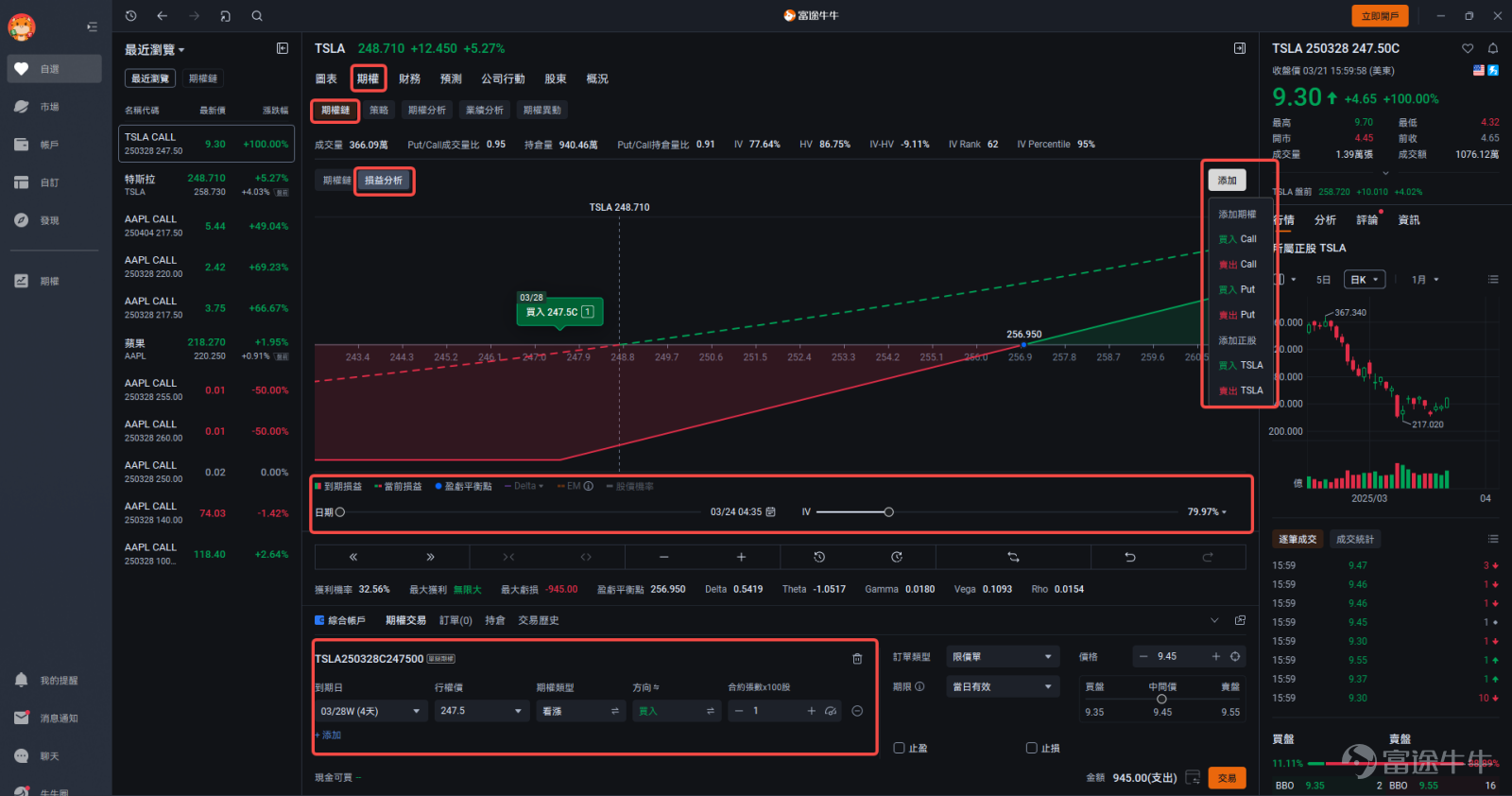In the Futubull community, it is often seen that: when the underlying stock rises, the mooer's Options make money; when the underlying stock falls, the Options are still profitable. Based on this, the Options expert often receives questions from mooers: how to use Options to still profit when the underlying stock is falling? How to choose an Options that is suitable for oneself? What strategy should be used for different market conditions? What ROI can be obtained?[Shocked][Shocked] The market is changing rapidly, and there are hundreds of Options strategies, so it is not an easy task for the expert to recommend a suitable Options.[Concerned]。 However, now,everyone can quickly customize a personal Options strategy based on their own perspective and risk preference with just a few taps.The secret is in:[Share Link: Futubull's new desktop version] Note: The Options strategy feature is available only in the new desktop version; the mobile version is not yet online. In the new desktop version, customizing an Options strategy only takes three steps.Let's quickly learn about it together: Taking TSLA options as an example, we first find the options page: Search for "TSLA" — click on "Options" — click on "Strategy" to enter the strategy selection page. Next, let's go through the steps to customize the Options strategy officially: 📈 Step 1: Choose the market direction EveryoneChoose the direction based on your outlook on future stock prices: Strongly Bearish, Bearish, Neutral, Highly Volatile, Bullish, Strongly Bullish If you think TSLA might rise slightly in the future, you can choose "Bullish". 📝 Step 2: Customize Options strategy ① Determine Target Price: What price do you think TSLA may rise to in the future, or...