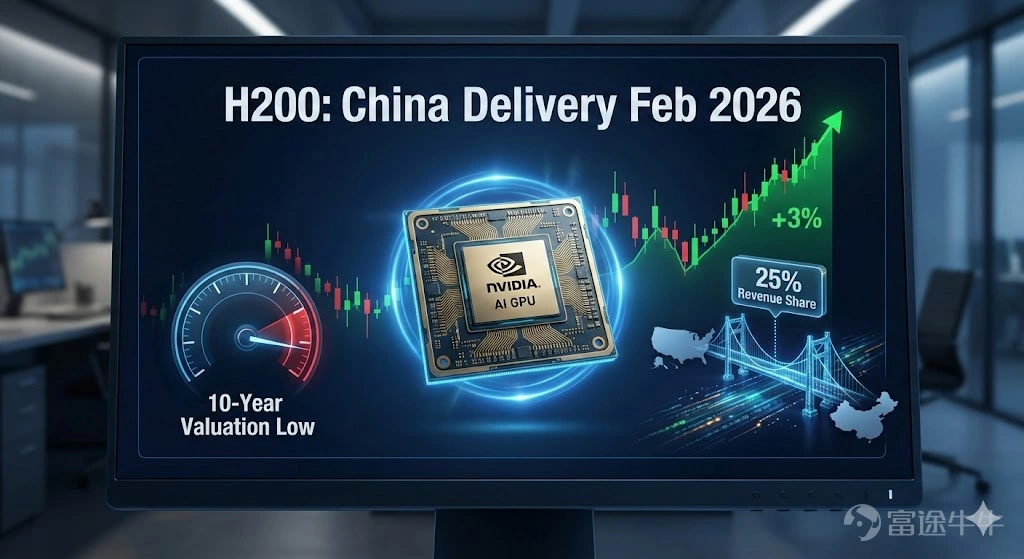 The easing of H200 exports to China has brought a whiff of certainty to the market. On December 24th, $NVIDIA (NVDA.US)$ the stock price rose slightly by 3%, marking the fourth consecutive trading day of increases.The driving factor was the clarification of NVIDIA's supply plans for the H200 chip to China. According to Reuters, NVIDIA plans to commence H200 deliveries by mid-February 2026, with an estimated initial shipment of 5,000 to 10,000 modules (equivalent to approximately 40,000 to 80,000 chips). As early as December 9, Trump explicitly stated on social media: Provided that 'national security remains secure,' the U.S. would allow NVIDIA to export the H200 to designated countries, including China. He specifically mentioned that 25% of the sales revenue from related transactions must be remitted to the U.S. government, calling this move a way to 'support American jobs, manufacturing, and taxpayers.' At first glance, this appears to be a technological compromise; upon closer inspection, it is a strategic retreat. The H200, released in November 2023, utilizes Taiwan Semiconductor's 4N process and remains a top-tier AI chip in 2024. During the Biden administration, it was included on the list of banned exports to China. Now, times have changed—by the end of 2025, the B200 based on the Blackwell architecture will become the new industry benchmark, and the H200’s technological halo has faded. The U.S. decision to approve the H200 at this juncture also reflects an acknowledgment: this chip no longer represents 'cutting-edge computing power.'Rather than rigidly adhering to an ambiguous performance threshold, it is better to convert it into a quantifiable 'revenue...'