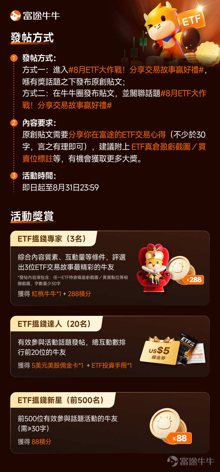 August is here—not only the weather is heating up, but so are the Hong Kong and US stock markets! 🎁 Investing in ETFs this August is perfect—Futubull is with you to make money together!Join this limited-time event to claim exclusive Futubull merchandise, US stock commission cards, ETF investment handbooks, and tons of points![Cheerlead]！ Recently, Hong Kong stocks have shown strong and sustained signs of recovery., with Hong Kong equities outperforming major global markets in July. In early August, $Hang Seng Index (800000.HK)$ the index even rose to 26,000 points, $MEITUAN-W (03690.HK)$ 、 $BABA-W (09988.HK)$ as leading tech and internet stocks rebounded sharply—suggesting the market’s recovery trend may continue into August!Meanwhile, the US stock market has once again made history. After weathering the storm of a major correction in AI and tech sectors in July, it’s now welcoming a new dawn. $Dow Jones Industrial Average (.DJI.US)$ 、 $S&P 500 Index (.SPX.US)$ hit a new all-time high again on August 4, $Nasdaq Composite Index (.IXIC.US)$ also rebounded strongly, at one point approaching its previous high! On one side, Hong Kong stocks are showing a 'bounce-off-the-bottom' recovery pattern; on the other, U.S. tech stocks are demonstrating a 'deep squat before leaping up' momentum. While some investors were shaken out during the market correction, others have stood out amid the rebound! Can you confidently capture this round of market moves?[Trick]？ Market volatility intensifies! Trading volumes of multiple ETFs hit year-to-date highs in August Against the backdrop of accelerating capital rotation and heightened market volatility, ETFs have become a popular choice for many...